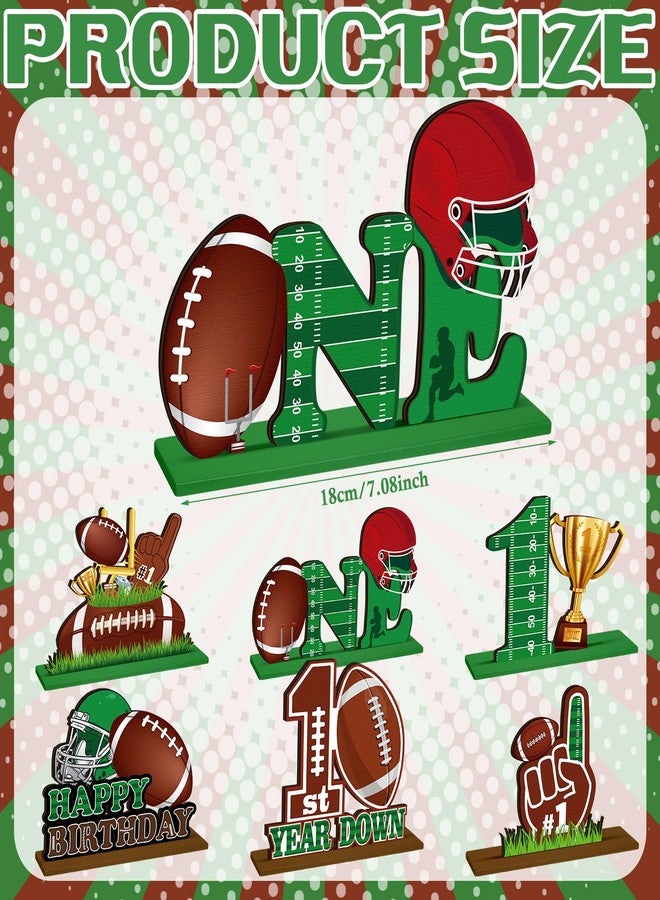 Quzzil 6 Pcs Football First Year Down Birthday Party Decorations Table Centerpiece Decoration Wooden Table Toppers for Football Birthday Party Game - Image 2